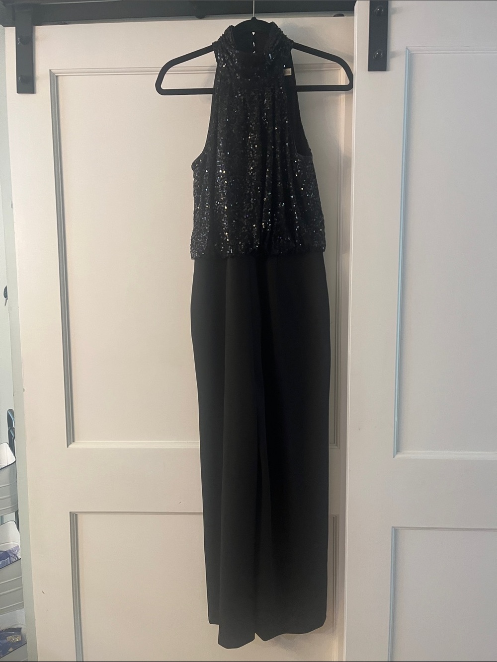 Eliza J Black Sequin Halter Jumpsuit